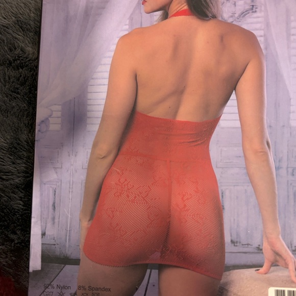 Red Halter Lace Dress - Picture 3 of 3